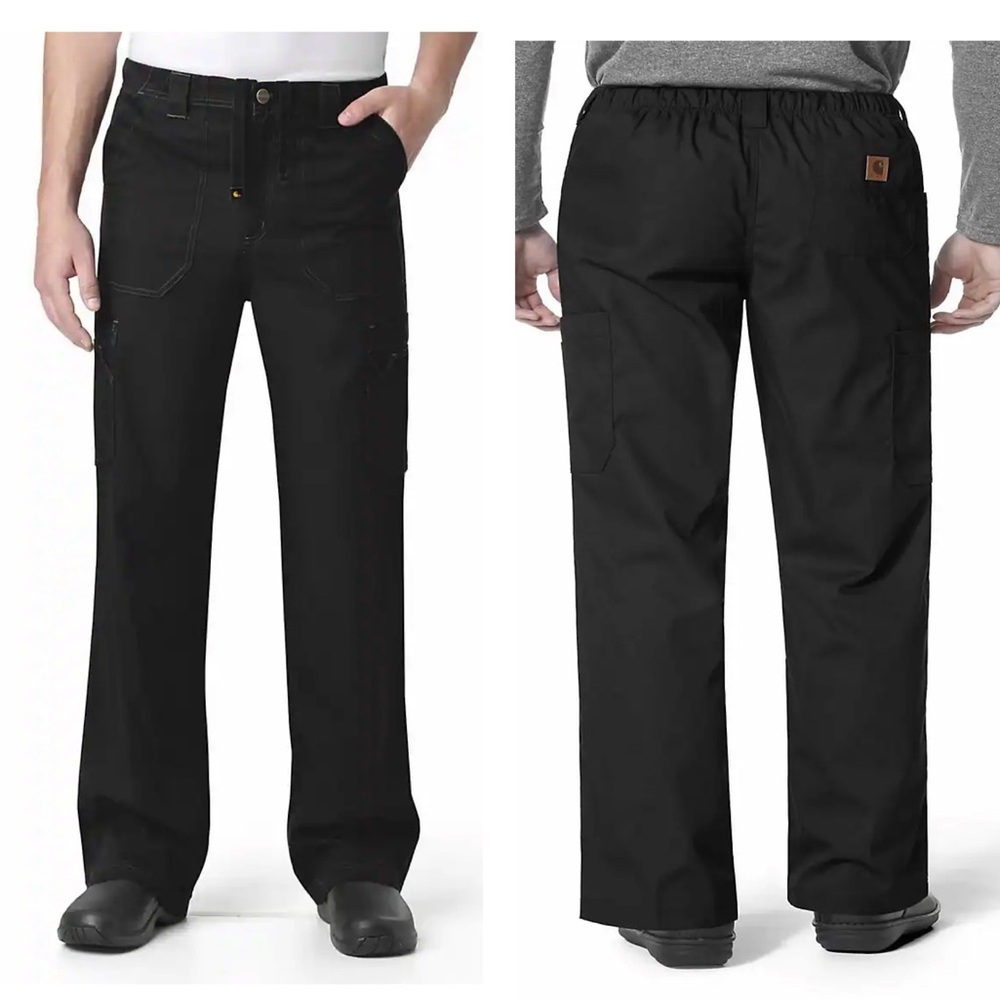 Carhartt Ripstop Boot Cut 8-Pocket Cargo Scrub Pant - Black (2XL Tall)